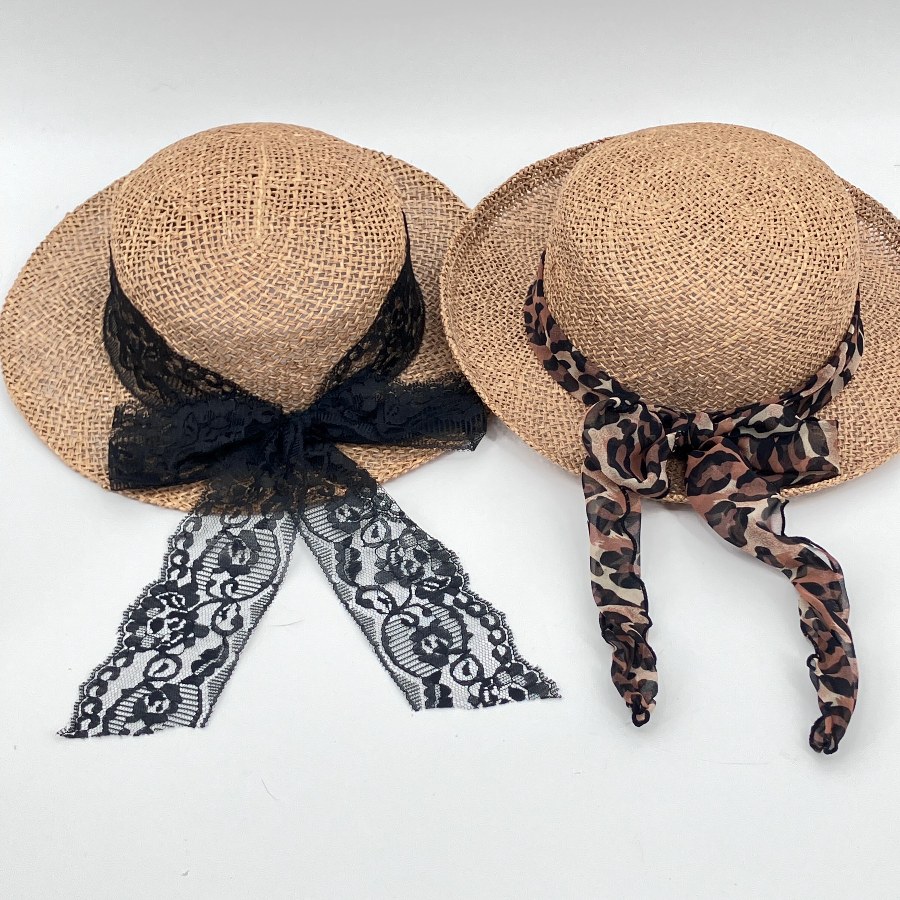 Straw Hat Black Bow - Etsy display picture 2