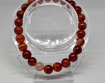 Red Carnelian Beaded Bracelet | Natural Gemstone Jewelry | Energy Healing Bracelet | Confidence & Creativity Stone