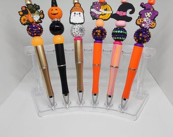 Halloween Beaded Pens | Spooky Cute Pens with Charms | Pumpkin, Ghost, and Witch Pen Collection | Fun Fall Gift or Office Accessory
