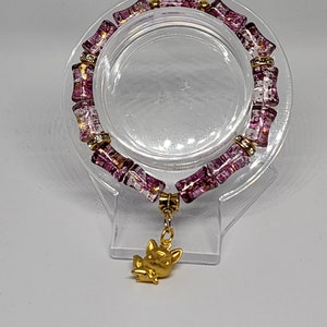 Bamboo Shaped Beaded Bracelet with Fox Charm