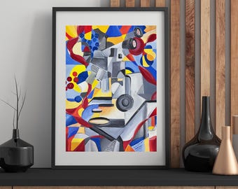 Abstraktes Mikroskop Kunstdruck | Pathologie Wandkunst | Modernes Labor Dekor