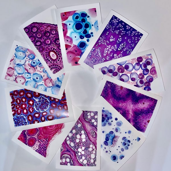 Pathology Art Blank Cards Set of 5 with Envelop, Medical Art Card, Science Card, Card for Doctor