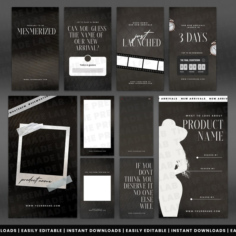 In Black Instagram Story Templates New Arrivals Showcase Etsy