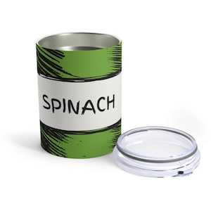 Popeye Fan Gift - Spinach Can Tumbler - Nostalgic Collectible - 10oz Stainless Steel Tumbler