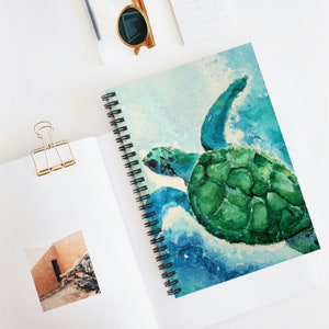Ocean-Inspired Watercolor Sea Turtle Notebook