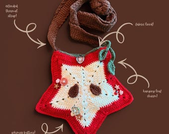 crochet apple star crossbody bag