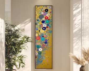 Klimt Style Gold Abstract Framed Canvas Print: Elegant Modern Wall Art