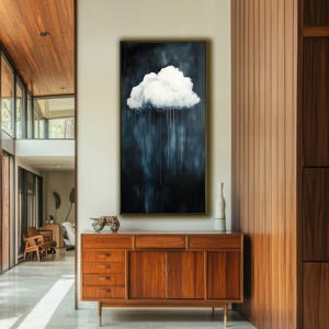Minimalist Rain Cloud Canvas Art: Moody Abstract Sky, Modern Wall Decor