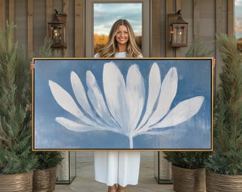 Minimalistische große Blumenwandkunst: botanische Druck-moderne neutrale Leinwand