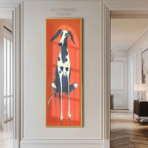 Greyhound Art Print: Red Abstract Dog Portrait, Framed Gallery Canvas image 2