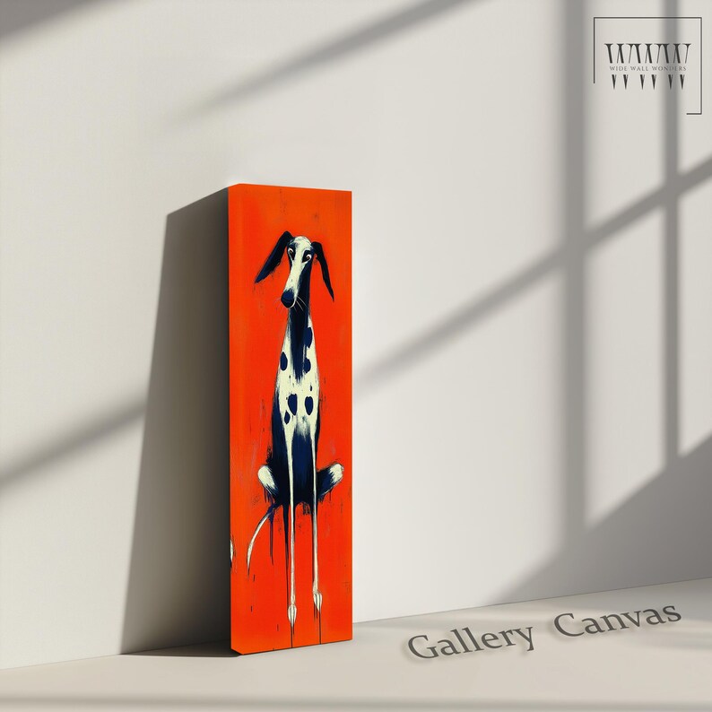 Greyhound Art Print: Red Abstract Dog Portrait, Framed Gallery Canvas image 8