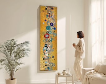 Klimt Style Gold Abstract Framed Canvas Print: Elegant Modern Wall Art