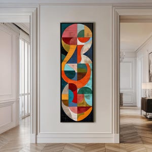 Arte mural panorámico estilo Bauhaus: decoración abstracta geométrica colorida