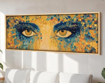 Stampa su tela con cornice astratta "Occhi dorati": arte murale moderna