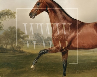 Vintage Brown Horse Wall Art Large Canvas, Oversized Classic