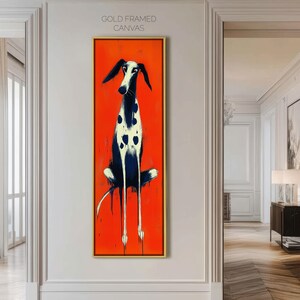 Greyhound Art Print: Red Abstract Dog Portrait, Framed Gallery Canvas image 3