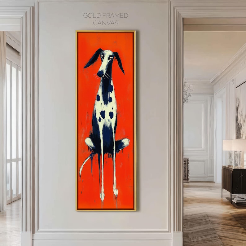 Greyhound Art Print: Red Abstract Dog Portrait, Framed Gallery Canvas image 3