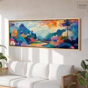 Stampa astratta colorata, arte murale giapponese, grande poster o tela con cornice patchwork, decorazione panoramica per camera da letto e soggiorno, ispirata a Y. Kusama