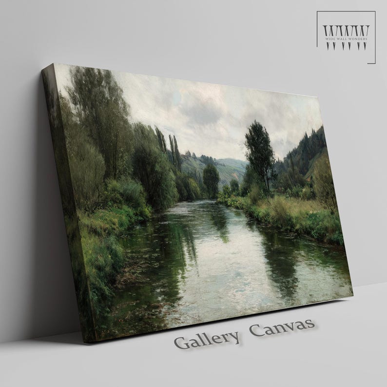Large Vintage Landscape Wall Art: Framed Canvas or Poster Rustic Print ...