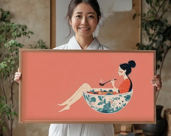 Tomatensuppe Poster: Retro Japanische Wand Kunst, Mid-Century Modern Dekor