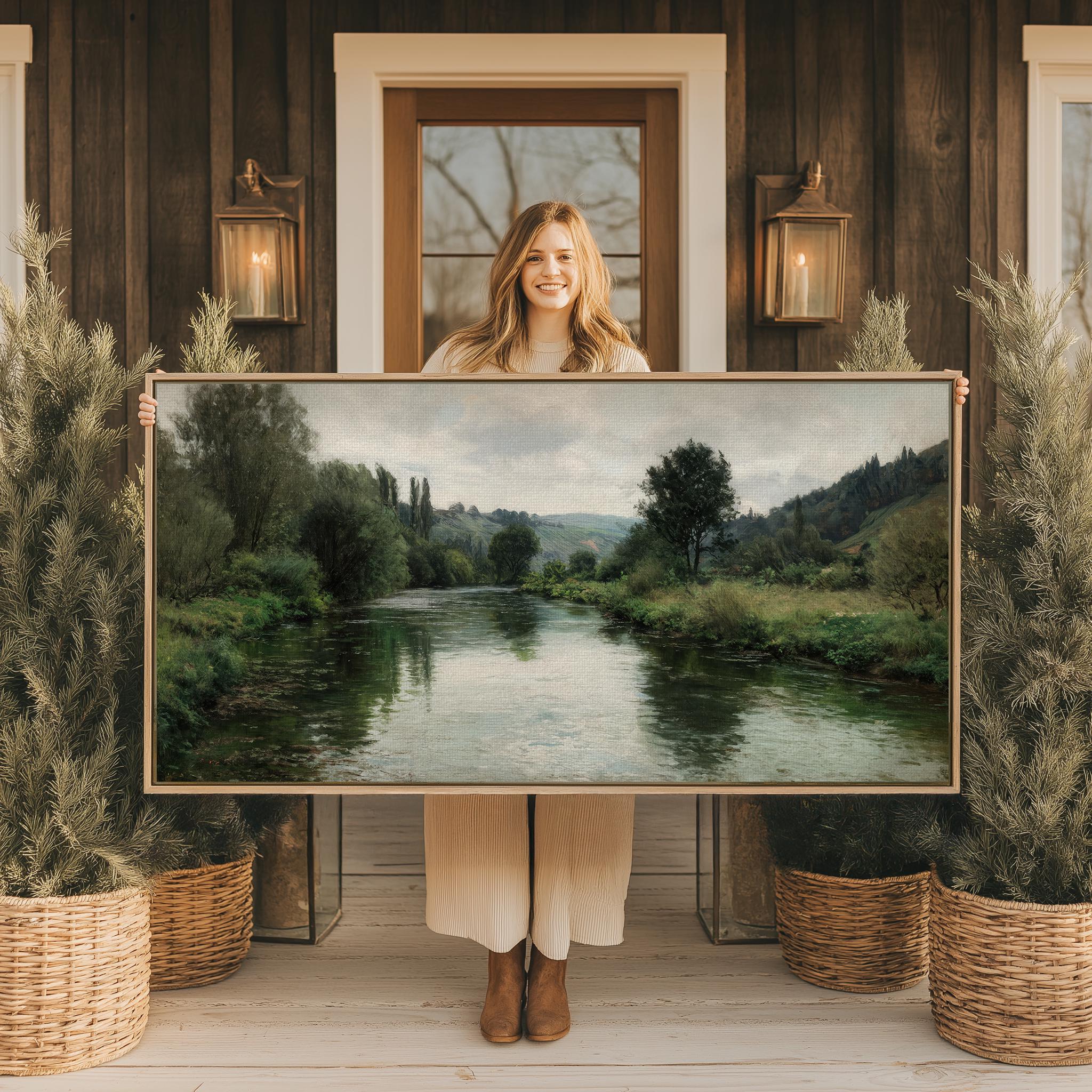 Large Vintage Landscape Wall Art: Framed Canvas or Poster Rustic Print ...