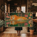 Large Oversized Tiger in Water Lotus Wall Art, Maximalist Jungle Animal Above Bed Decor product logo