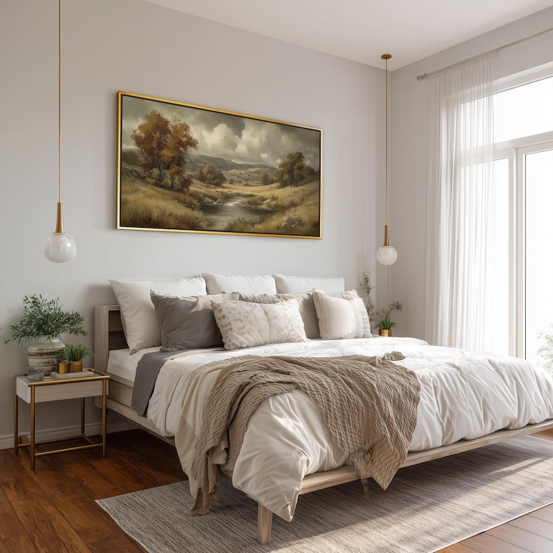 Vintage Landscape Wall Art Large Horizontal Framed Canvas Print, Autumn ...