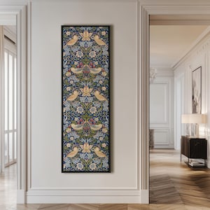 William Morris Strawberry Thief Framed Canvas Print: Long Narrow Tapestry Wall Art