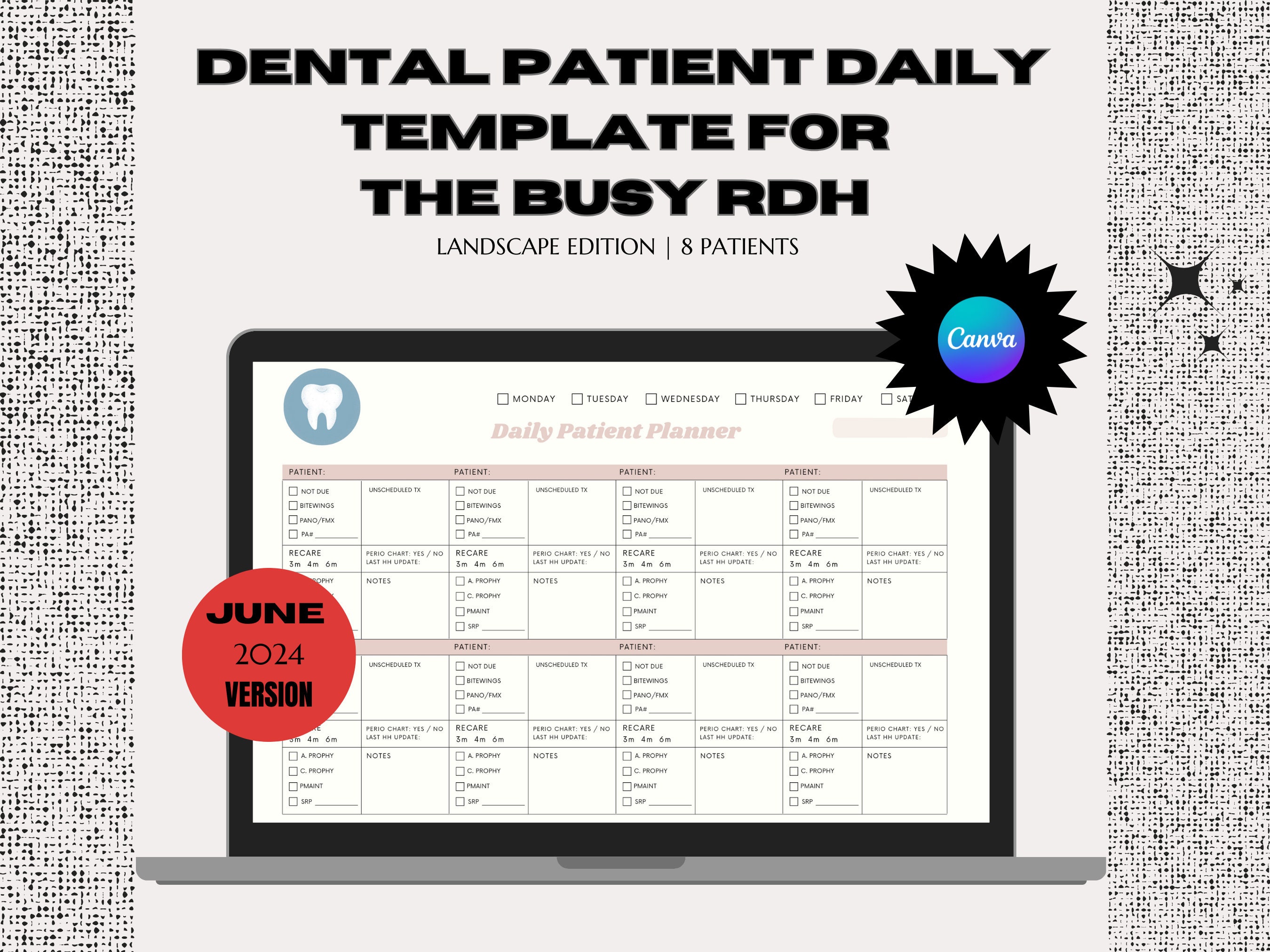 Dental Patient Daily Planner Template Dental Hygienist Daily Chart