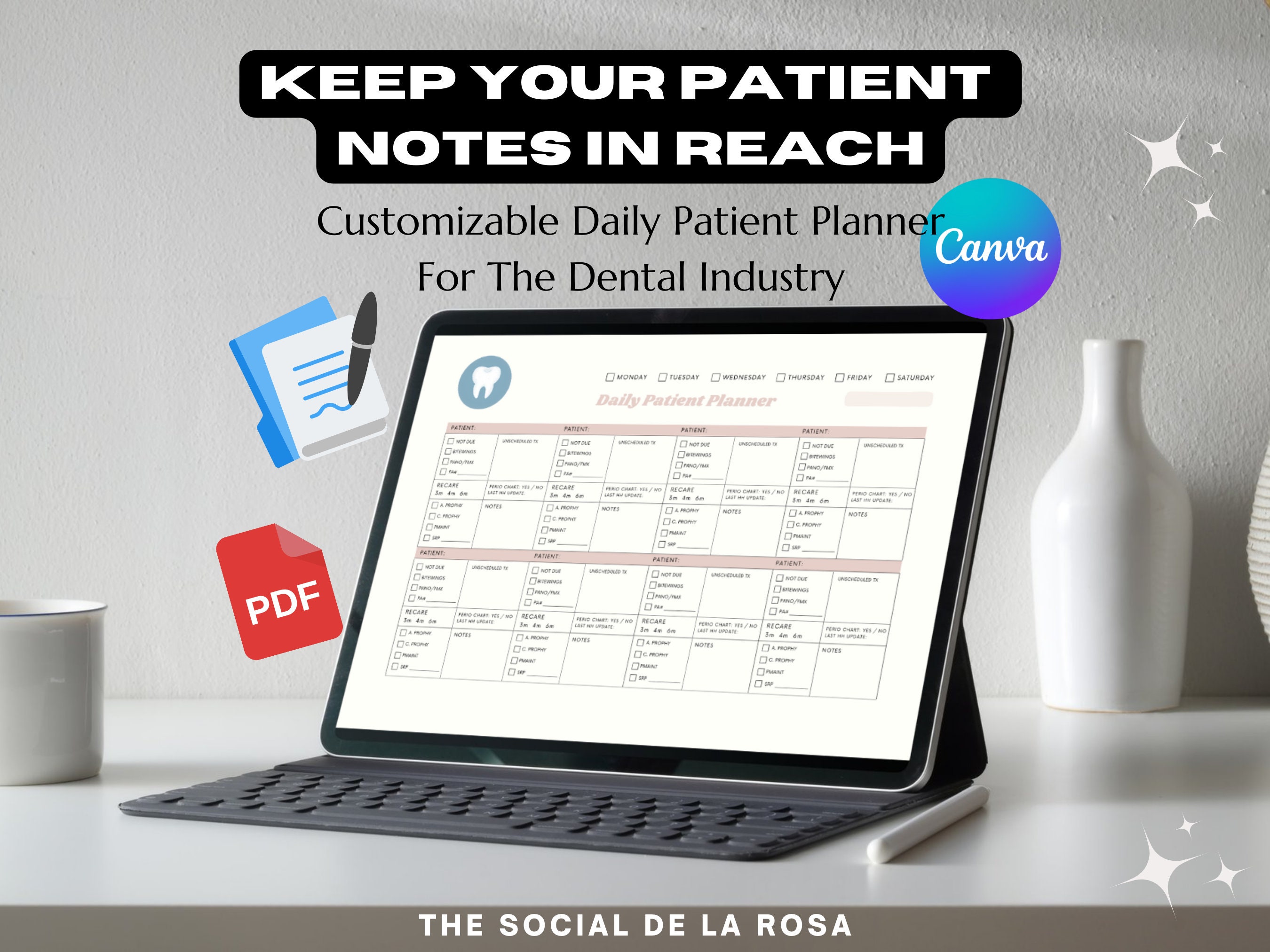 Dental Patient Daily Planner Template Dental Hygienist Daily Chart