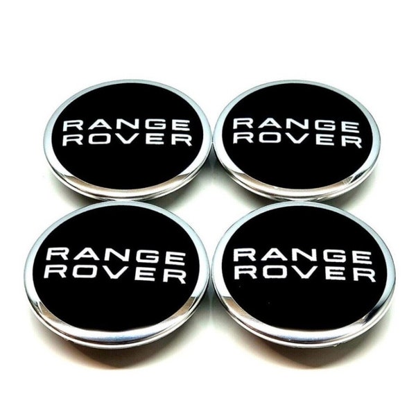 Lot de 4 enjoliveurs de roue en alliage Range Rover, badge de moyeu chromé, 63 mm