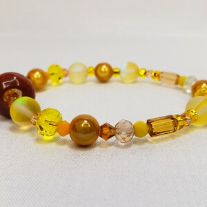Yellow Crystal Beaded Bracelet: Austrian Crystal Angel & Gold Sandstone