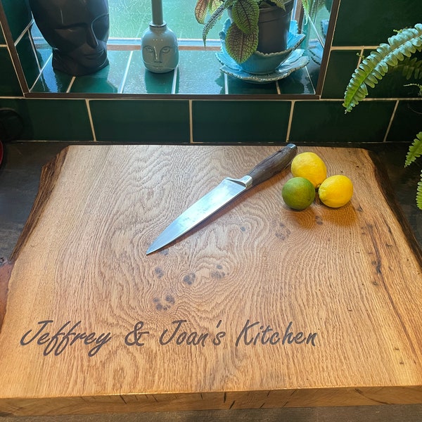 Custom Oak Chopping Board, Live Edge Charcuterie Board, Handmade Wooden Platter, Kitchen Gift Idea