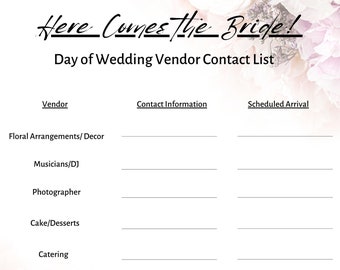 Lista de contactos de proveedores de bodas