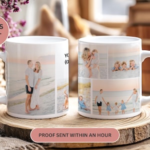 Custom Photo Collage Mug, Personalized Ceramic Coffee Mug, Gift for Mom Dad Family Friends, Pet Photo Mug