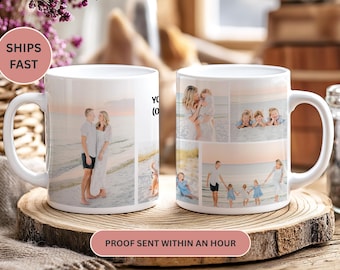 Custom Photo Collage Mug, Personalized Ceramic Coffee Mug, Gift for Mom Dad Family Friends, Pet Photo Mug