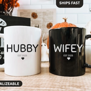 Personalized Mr & Mrs Coffee Mugs, Wifey Hubby Mug Set, Newlywed Coffee Cup, Custom Mr Mrs Coffee Mugs, Gift For Couple, Wedding Present