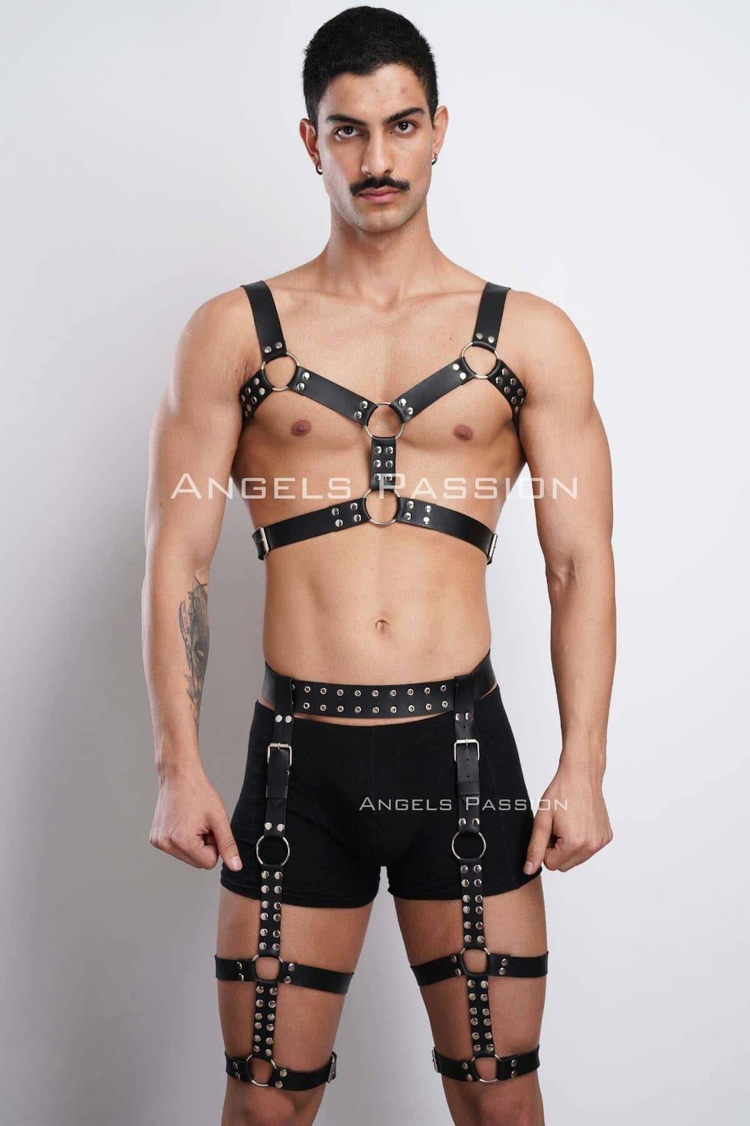 FETISH SUBMISSIVE ATTITUDE - MENS BRIGADE ADJUSTABLE ECO-LEATHER NECK HARNESS main image 0