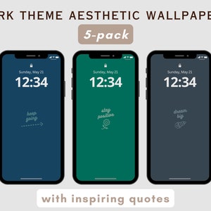 5 PACK Motivational Aesthetic Phone Wallpaper | Dark-Themed Inspirational Quotes | Digital Download