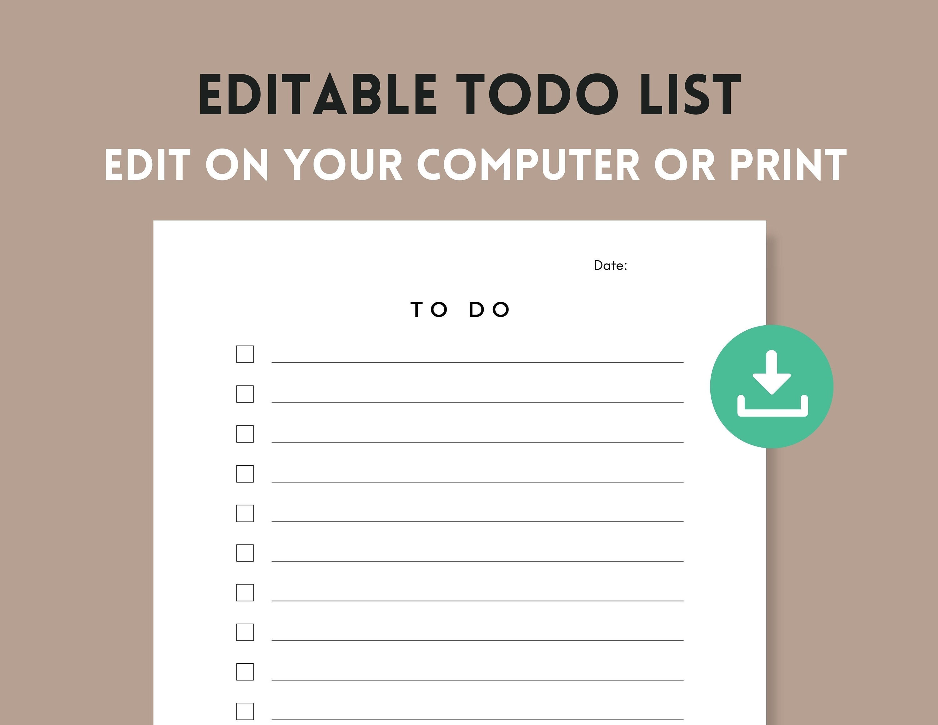 EDITABLE Ultimate Interactive To-do Lists Printable Editable US Letter ...