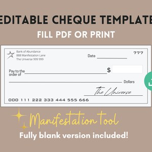 Printable Cheque Templates for Manifestation Abundance Manifestation ...