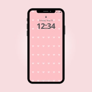 Pink Hearts - Minimalist Pink Phone Wallpaper | Love Phone Background | Cute Pattern | Digital Download