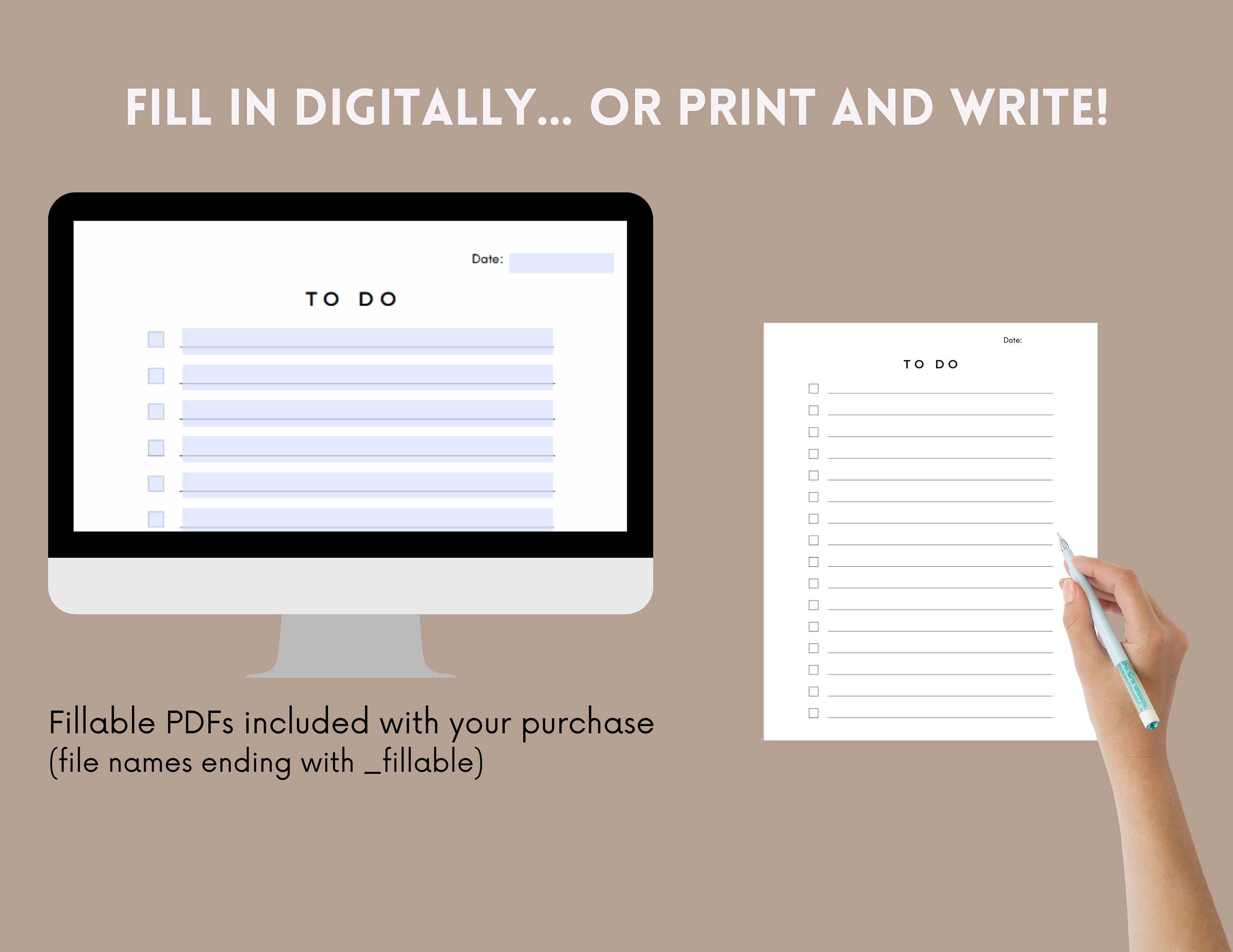 EDITABLE Ultimate Interactive To-do Lists Printable Editable US Letter ...