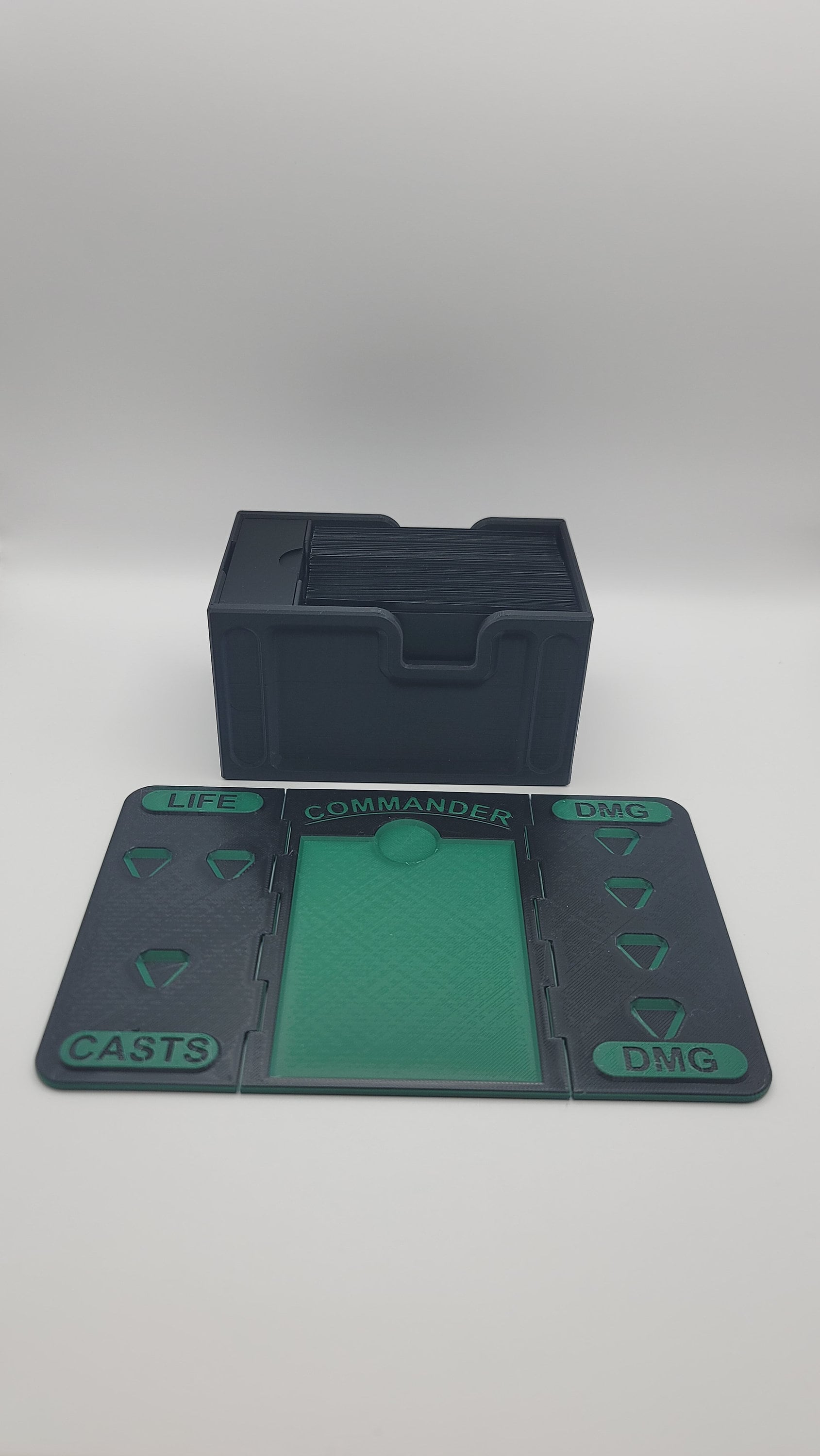 Mtg Deck Box pour Commander Deck Box avec plateau à dés pour 230 cartes, 4 en 1 pour Magic TCG CCG, boîtes de rangement, comprend 4 séparateurs et 2 toploaders, noir/bleu
