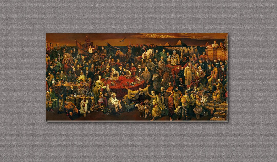 103 Famous People Wall Art, Huge Canvas, Discussing the Divine Comedy