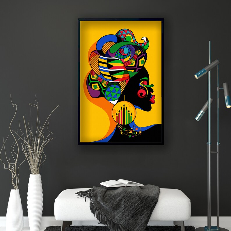 Illustration African Women Wall Decor Abstract Canvas Art Etsy