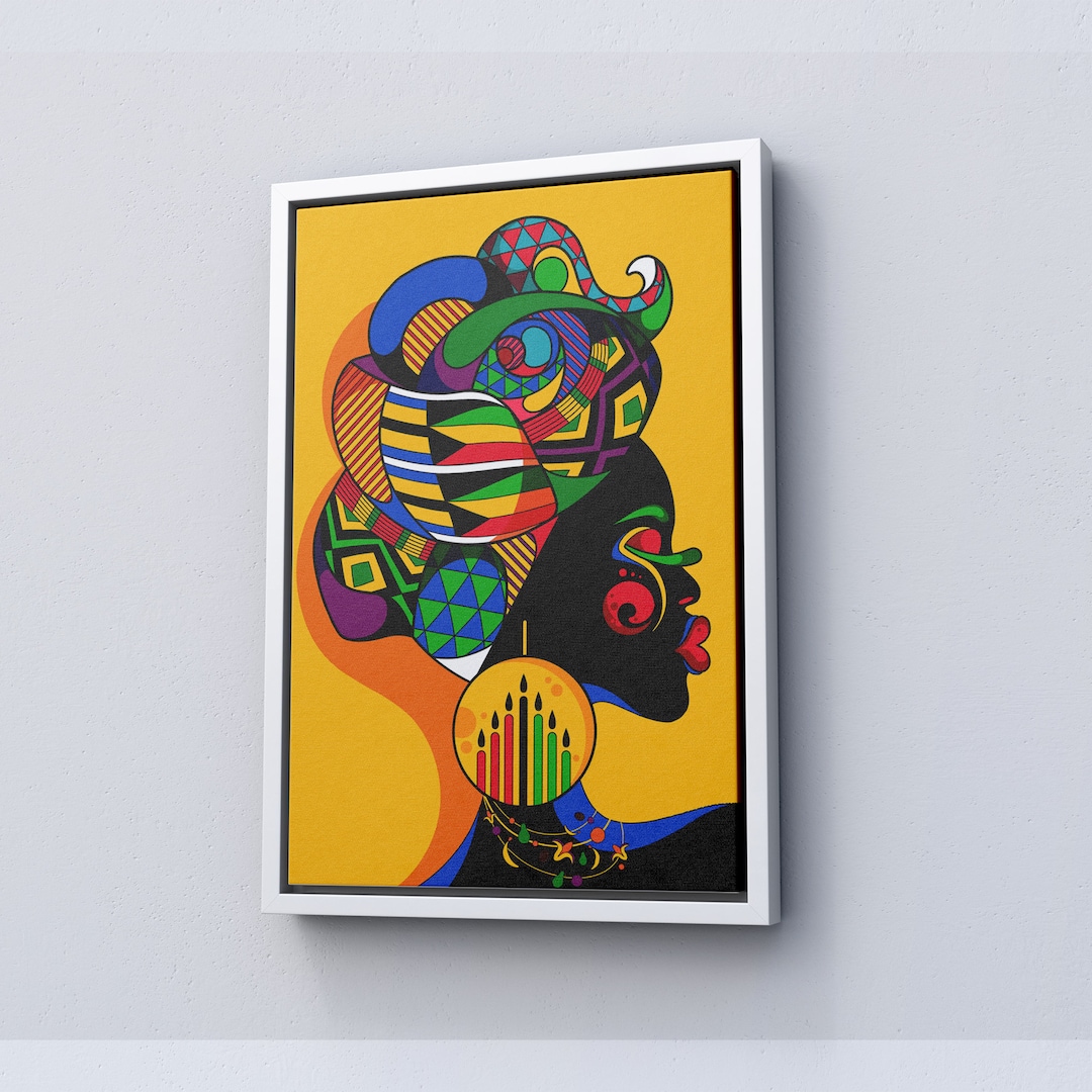 Illustration African Women Wall Decor, Abstract Canvas Art, Abstract