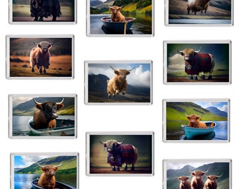 Fridge Magnet Souvenir Scotland Scottish Highlands Cow Highland Coo 80mm x 50mm