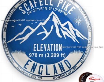 Scafell Pike ENGLAND - Round Steel Fridge Magnet #M2936