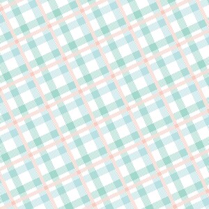Pode incluir: Um padrão sem costura com fundo branco e um design xadrez em tons de azul claro, rosa e verde.